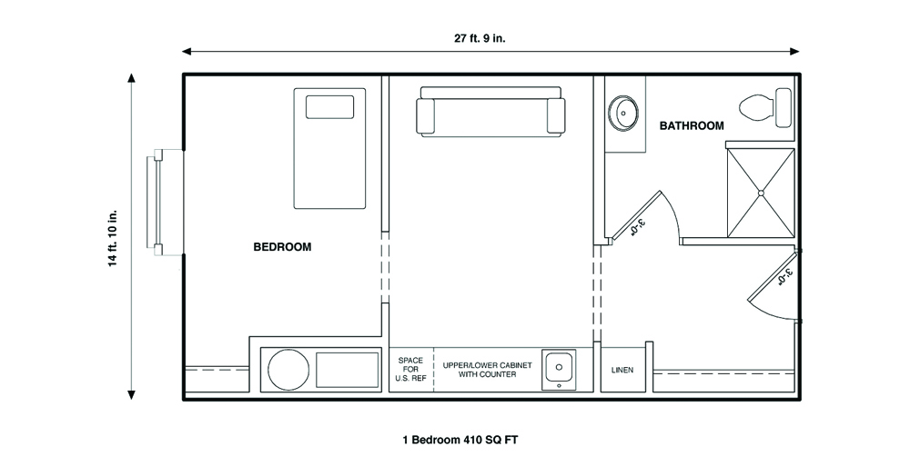1 Bedroom - 410 SQ FT