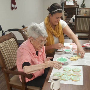 Staff and Resident Baking Cookies